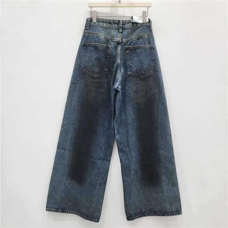 Denim Pant Women Wide Leg Jeans Long Pants High Waist Straight Trousers Y2k Streetwear Elegant Splice Work Casual Loose
