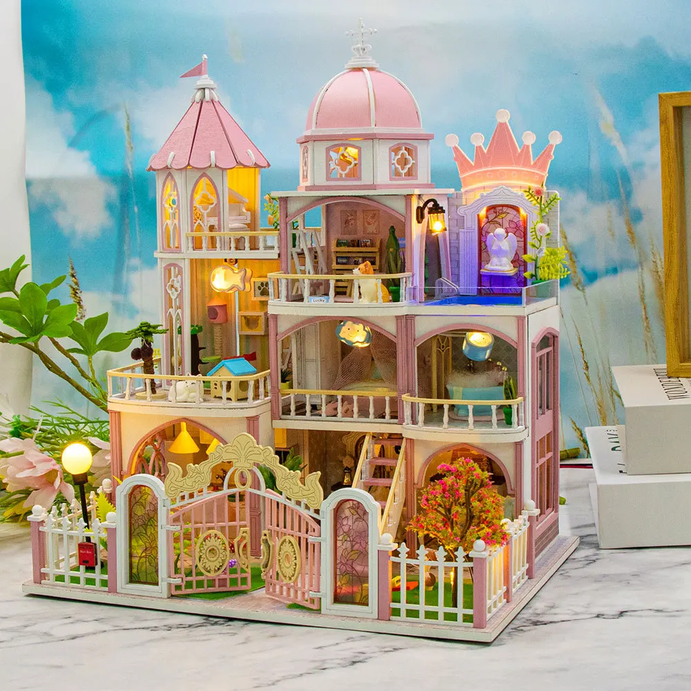 مجموعة قلعة الأحلام الجديدة التي يمكنك صنعها بنفسك - لعبة منزل مصغرة مجمعة يدويًا، نموذج ألغاز مزخرف هدية لعشاق الحرف اليدوية