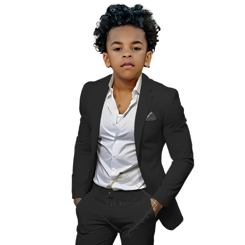 Formal Boys Suit Jacket with Pants Outfit Wedding Tuxedo Kids 2 Pieces Suit Blazer Fashion Tailored Suit for 2-16 Years Old