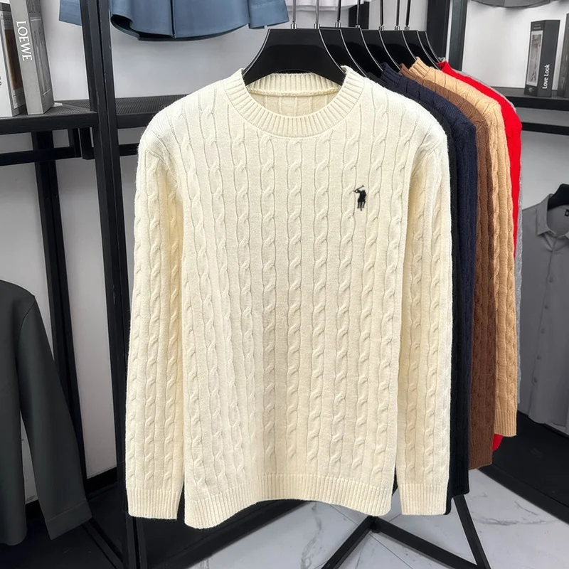 Hochwertige Casual Rundhalspullover Herren Herbst Winter neue Persönlichkeit Zipper Design Luxusmarke Golf Pony Stickerei Mode Stricken Sweater – Detail 9