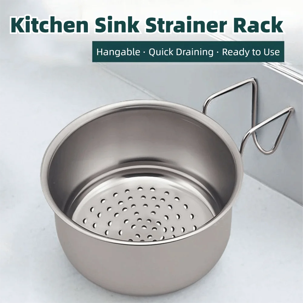 Stainless Steel Vegetable Fruit Colander Compact Space-Saving Kitchen Food Strainer Mesh Easy Clean Hanging Drain Basket