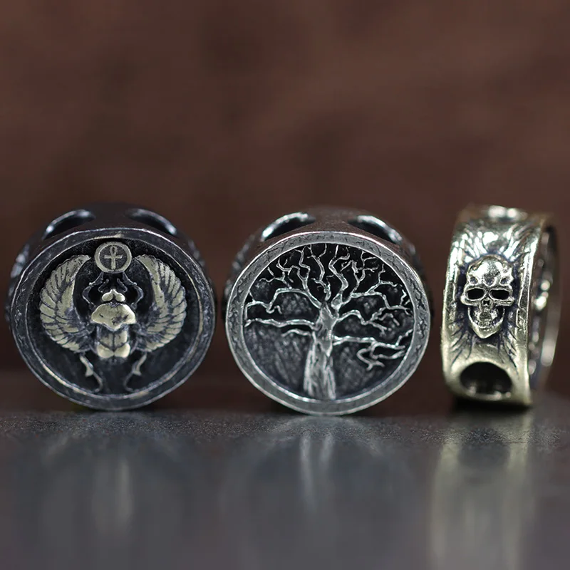 Dung Beetle Ankh Brass Knife Beads Punk EDC Outdoor DIY Paracord Woven Lanyard Pendant Retro Umbrella Rope Bracelets Accessories