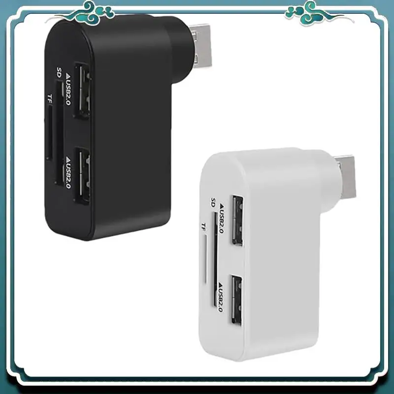 Hub USB Dapat Diputar 4 In 1 Premium, Hub Laptop, Hub USB Putar 180 Derajat Portabel, Stasiun Dok Hub USB (Hitam+Putih)