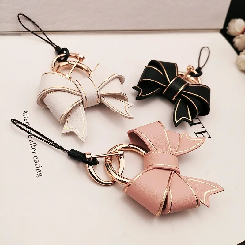 Fashion Bow Handbag Pendant Lovely Pink Keychain Accessories Delicate Bowknot Hanging Decoration Anti-loss Key Chains for Women