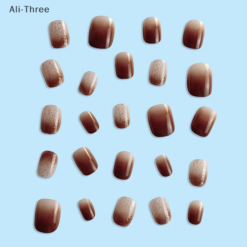 24個入り グリッターネイルセット 粘着ストリップ付き 韓国風キュートなハートデザイン 付け爪 フルカバーネイル 女の子向け