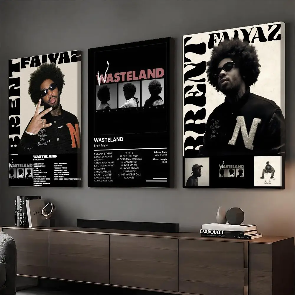 B-Brent Faiyaz Singer Rapper Painting Calligraphy HD Modern Style Inner Frame Canvas Bedroom Room Hallway Wall Art Decor