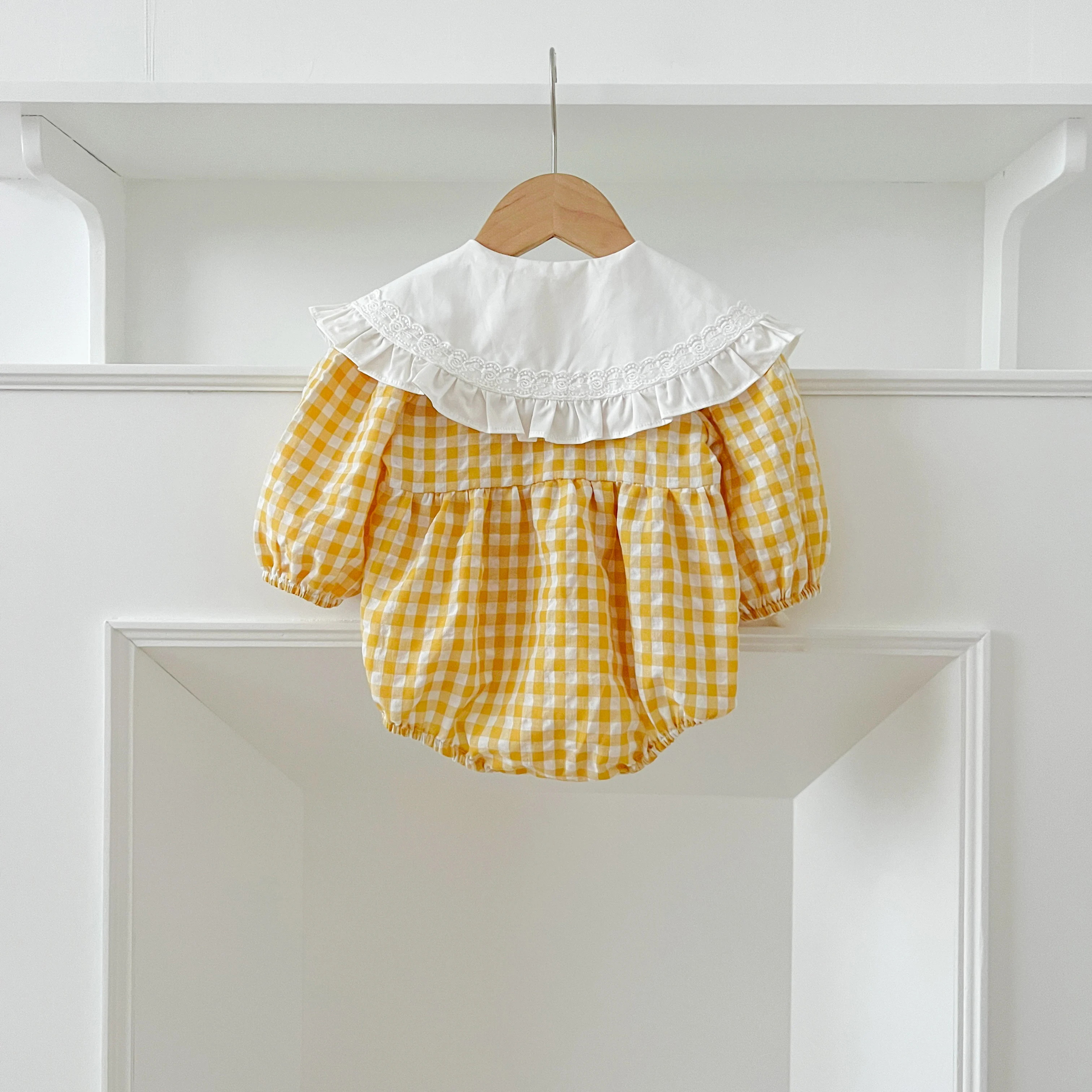Neue Weihnachten Kleinkind Baby Mädchen Strampler Lange Ärmel Grid Strampler Herbst Neugeborenen 0-24M Spleißen Infant Baby mädchen Rot Overall – Detail 17