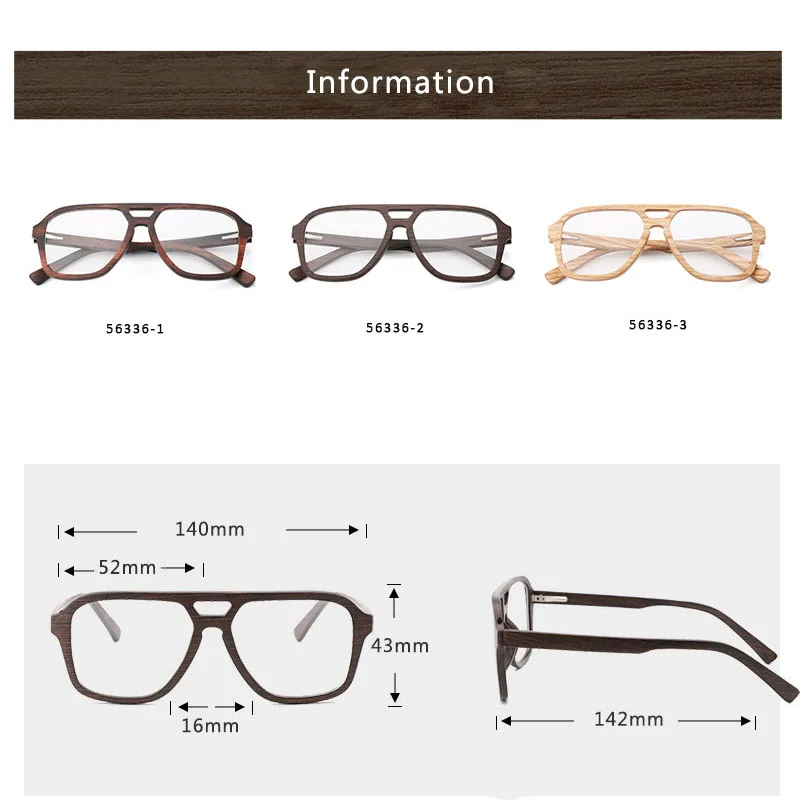 HDCRAFTER 100% Natural Wood Glasses Frame for Men Oversized Wooden Myopia Prescription Optical Glasses Spectacle Clear Lens 5623