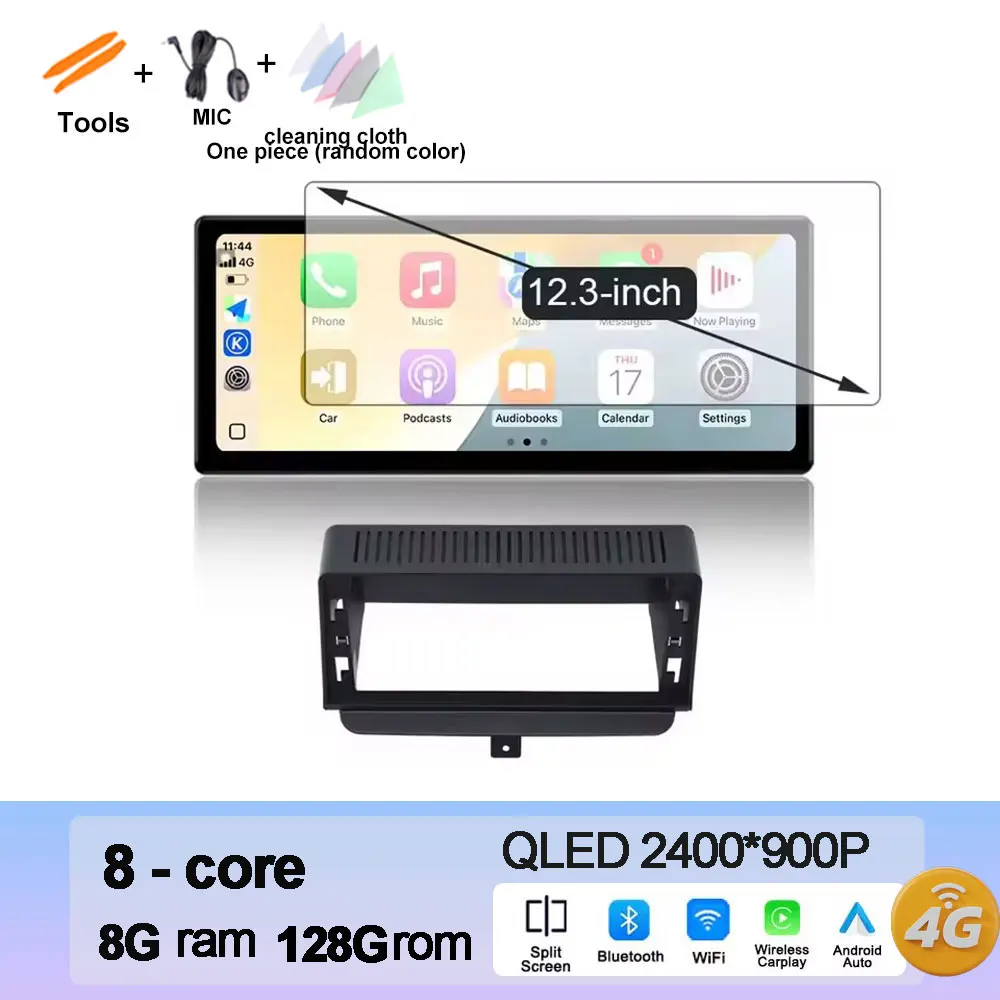 Draadloze CarPlay Voor Audi A1 2012-2018 Autoradio Multimedia Navigatie GPS Android 15 WIFI 4G LTE QLED touchscreen DSP Stereo