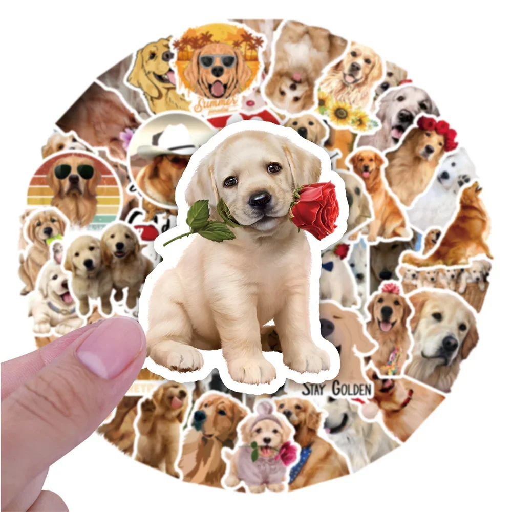 Bonito dos desenhos animados Animal Graffiti Etiqueta, Golden Retriever, Personalidade do Cão, Caderno DIY, Skate, Impermeável, Atacado, 10 Pcs, 30 Pcs, 50Pcs