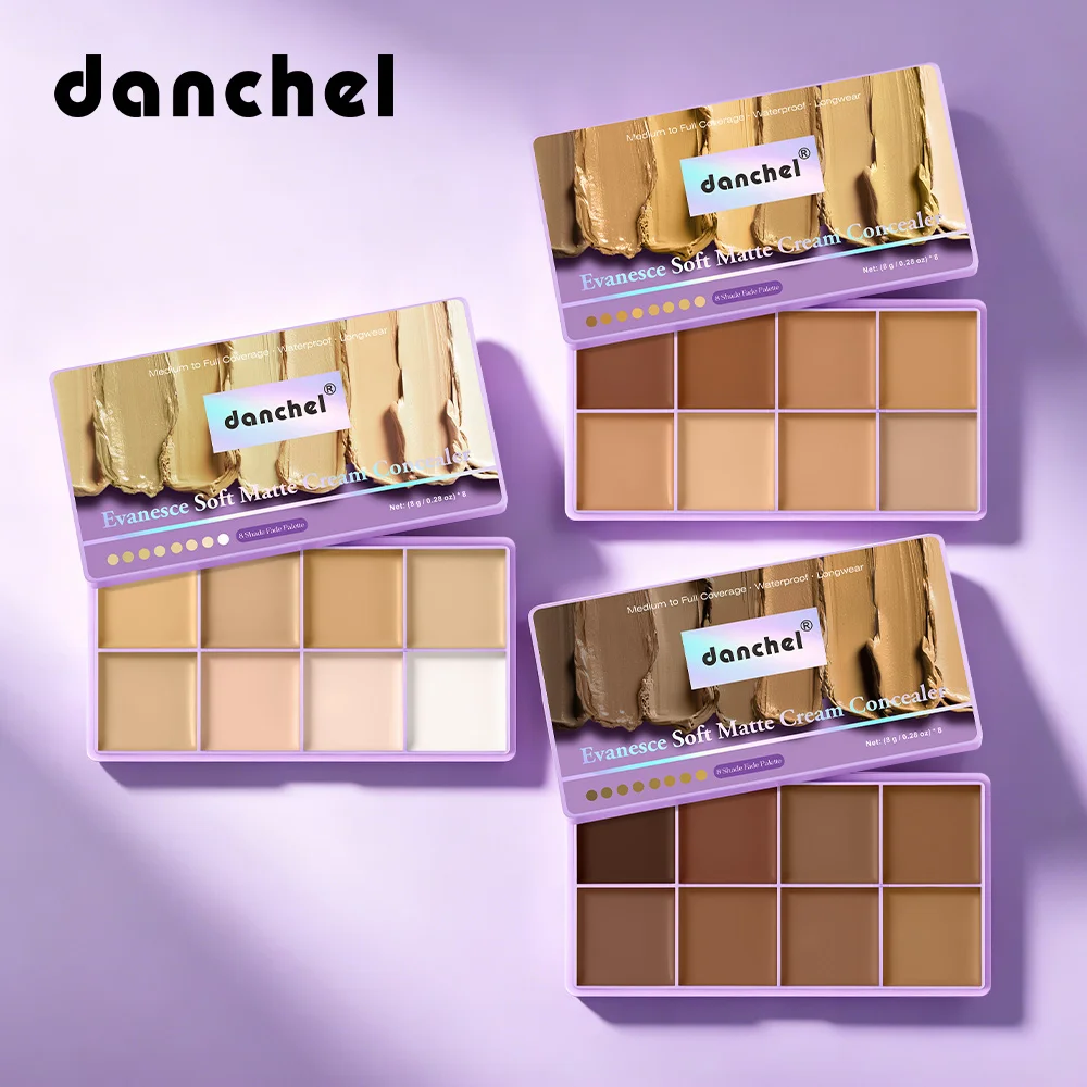 Paleta de Corrector en Crema Mate Suave de 8 Tonos, Cobertura Total, Reduce Ojeras y Imperfecciones, Resistente al Agua, Larga Duración, Control de Grasa