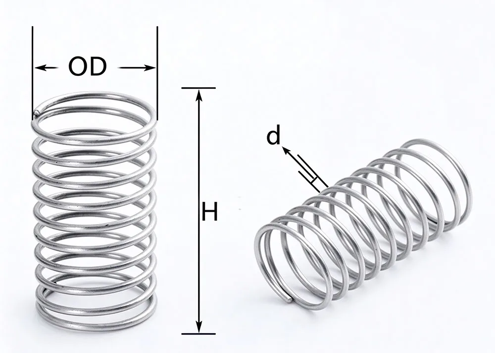 304 Stainless Steel Micro Compression Spring 0.8mm Wire, OD 5~15mm Length 10mm-100mm Small Pressure Springs