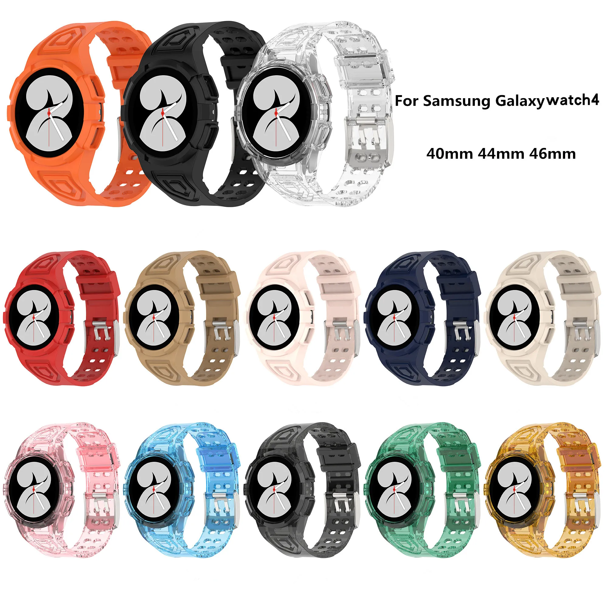 Ins Summer Clear All-in-One cassa dell'orologio cinturino dell'orologio per Samsung Galaxy Watch4 40mm 44mm 46mm cassa dell'orologio di ricambio intelligente