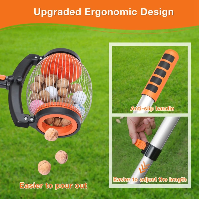 PZHI Walnuts Picker Upper Roller for Nut Gatherer Multifunctional Nuts Picker with Rolling Drum for Garden