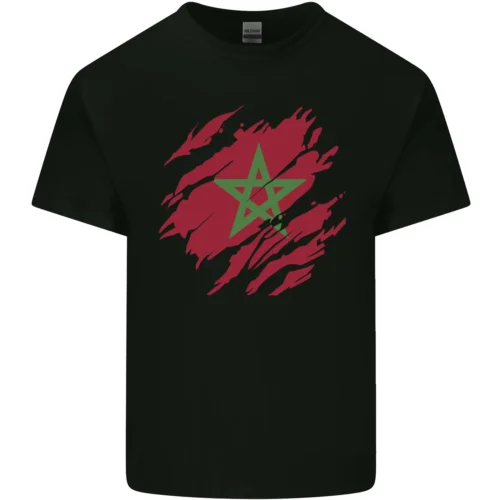 Déchiré Maroc Drapeau Marocain Jour Football Homme Coton T-Shirt