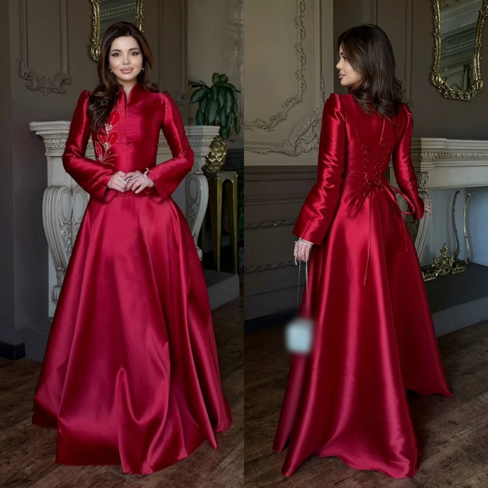 

Customized High Quality Women's Evening Dress Long Sleeves Applique A-line Long Dresses Bespoke Occasion Elegant Party Wedding