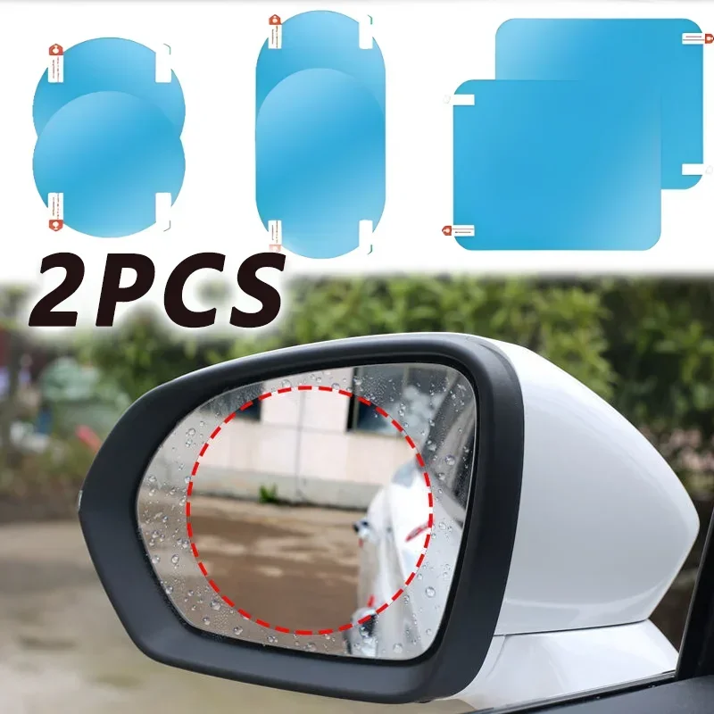 2Pcs Car Truck Rearview Mirror Rainproof Film Window Glass Anti-fog Waterproof Stickers Rainy Day Safe Driving Rain Proof Films