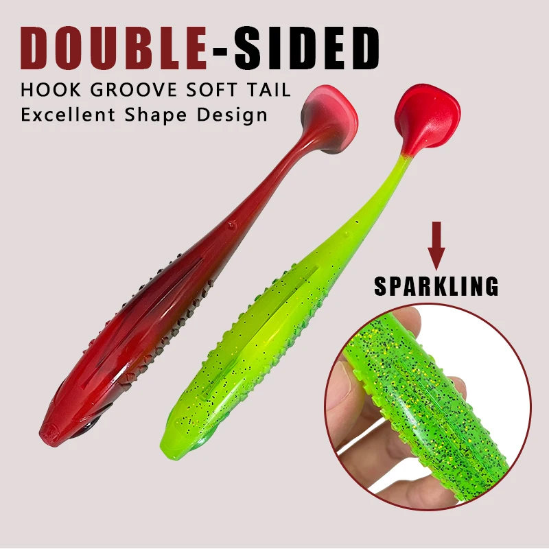 4 Stück weiche Angelköder mit 2 Liple-Haken, einzigartige vibrierende Schwimmaction, gut gefertigte Angelköder für Barsch, Forelle, Crappie Walleye – Detail 3