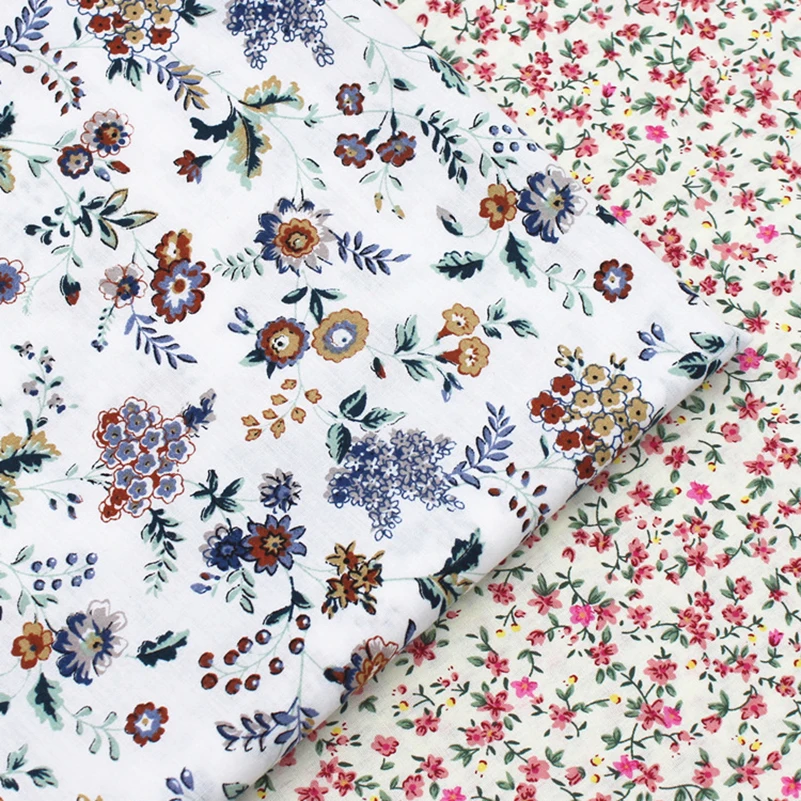 Small Floral Cotton Printed Fabric Fashion Pastoral Style Pure Cotton for Sewing by Half Meter