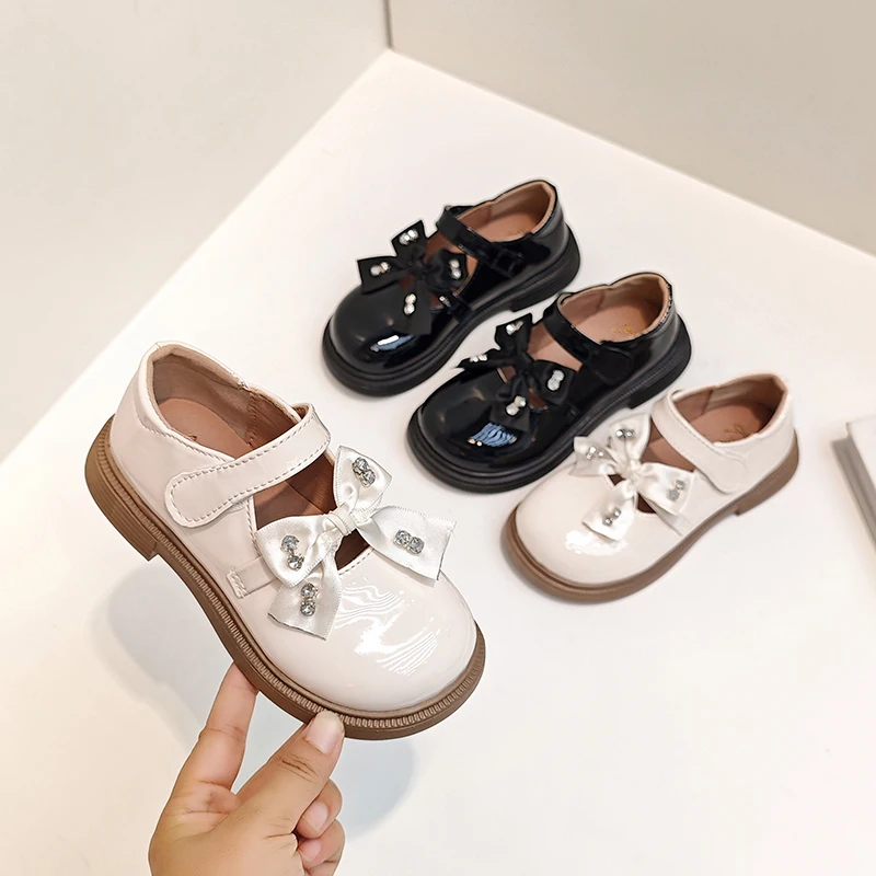 

Girls Shiny Leather Shoes for Party Wedding Children Princess Shoes with Bow-knot Fashion Kids Mary Jane Shoes Size 21-36