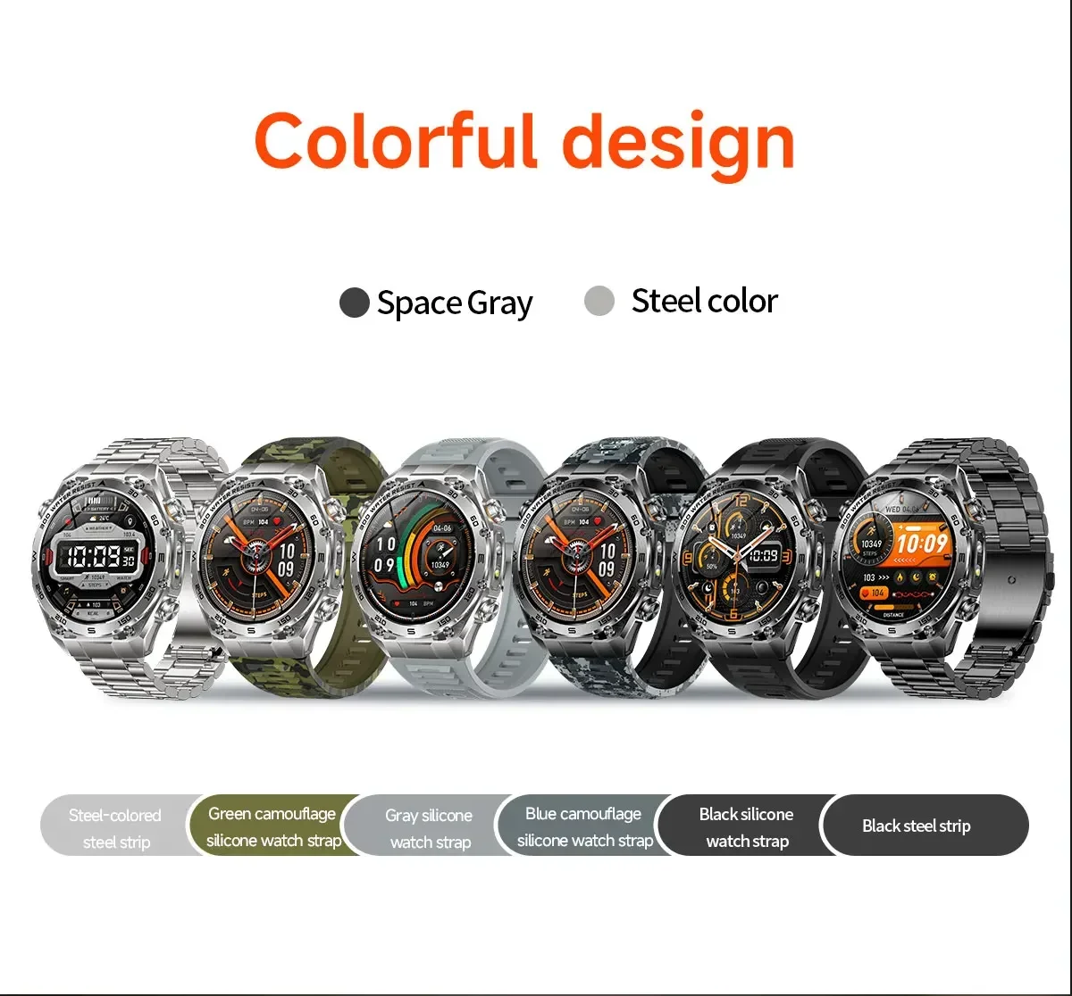 2026 Neue VWAR Ultimate Rugged Smartwatch IP68 Wasserdicht 1000 mAh Akku 24-Stunden-Gesundheitsüberwachung 100+ Sportmodi Smartwatches – Detail 23