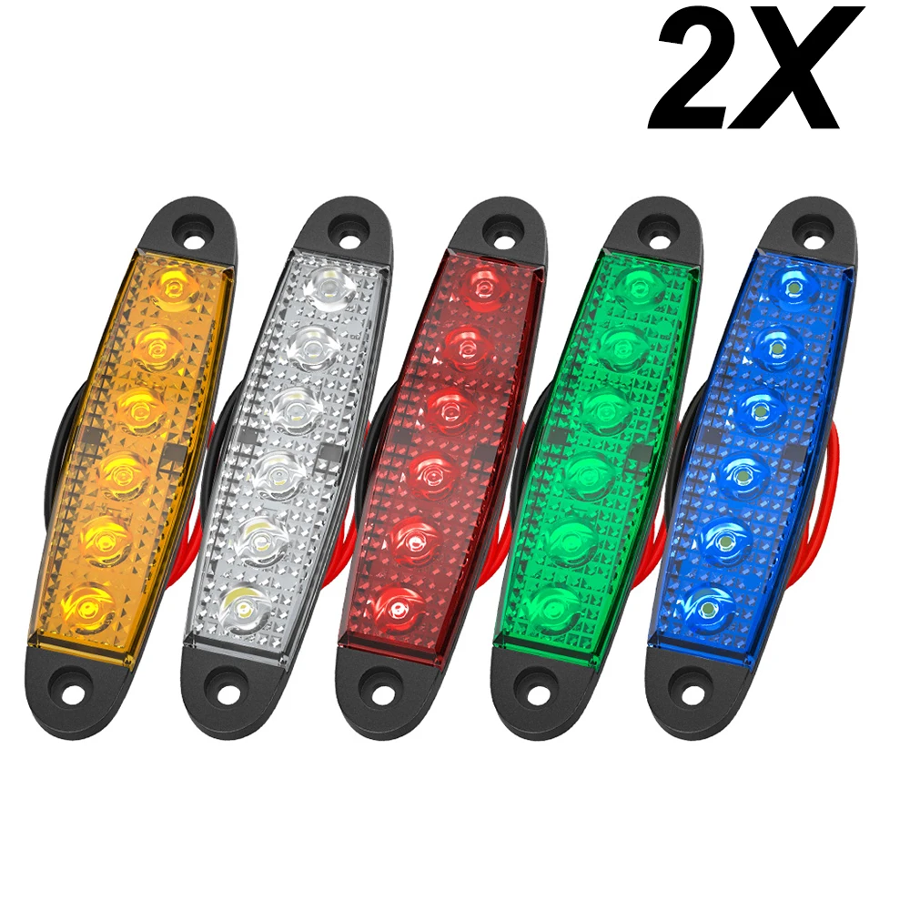 

2x Truck 12V 24V 6smd LED Constant Warning Light Grille Lightbar Car Beacon Lamp Amber Yellow White Red BlueTraffic Light ABS