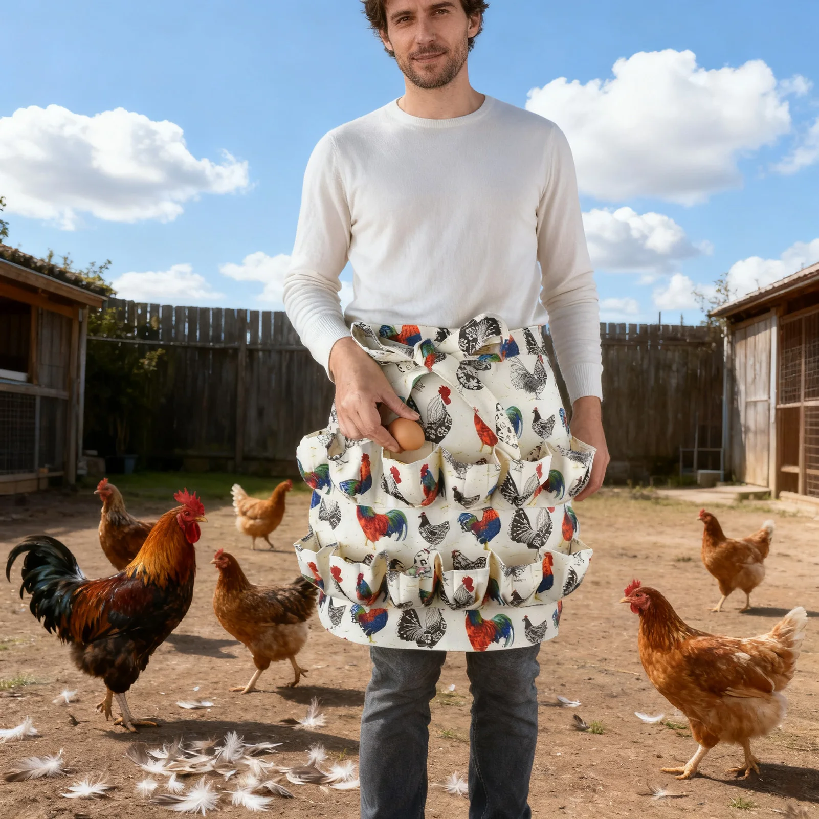 

Egg Collection Aprons with 12 Pockets Multi-Purpose Storage Apron for Farm Chicken Coop Kitchen Gardening