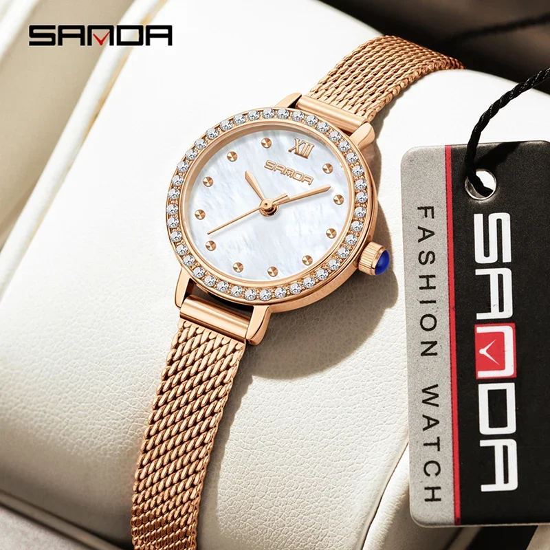 

SANDA оригинальные роскошные новые стильные модные женские часы элегантный дизайн из сплава компактные женские водонепроницаемые кварцевые часы подарочные часы