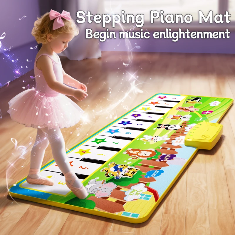 100x36cm Kids Music Piano Mat Toddlers Floor Keyboard Dance Mat with 8 Instrument Sounds Baby Carpet Educational Toys Kids Gifts