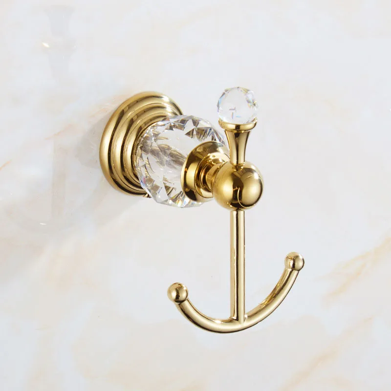 Chrome/Gold Crystal and Stainless steel Robe Hook Wall Mount Single Screw Towel Holder Bathroom Accessories Clothes Hook Hanger