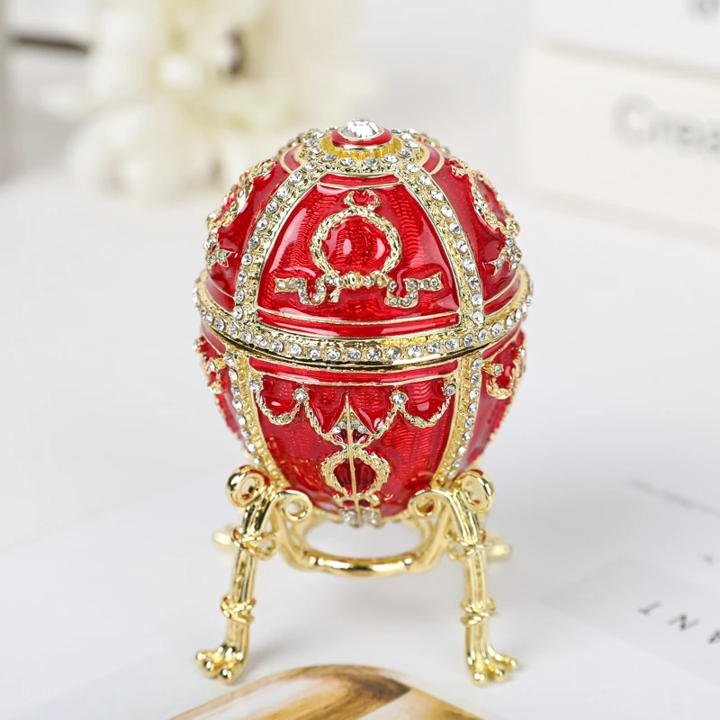 SHINNYGIFTS Royal Wedding Gifts Faberge egg with flower and Necklace Egg Pendant Jewelry Gift Box