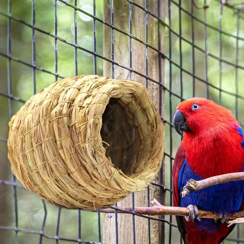 Birdcage Straw Handmade Bird Nest Interests Natural Fiber Simulation Birdhouse Resting Breeding Place For Birds Handmade Nest