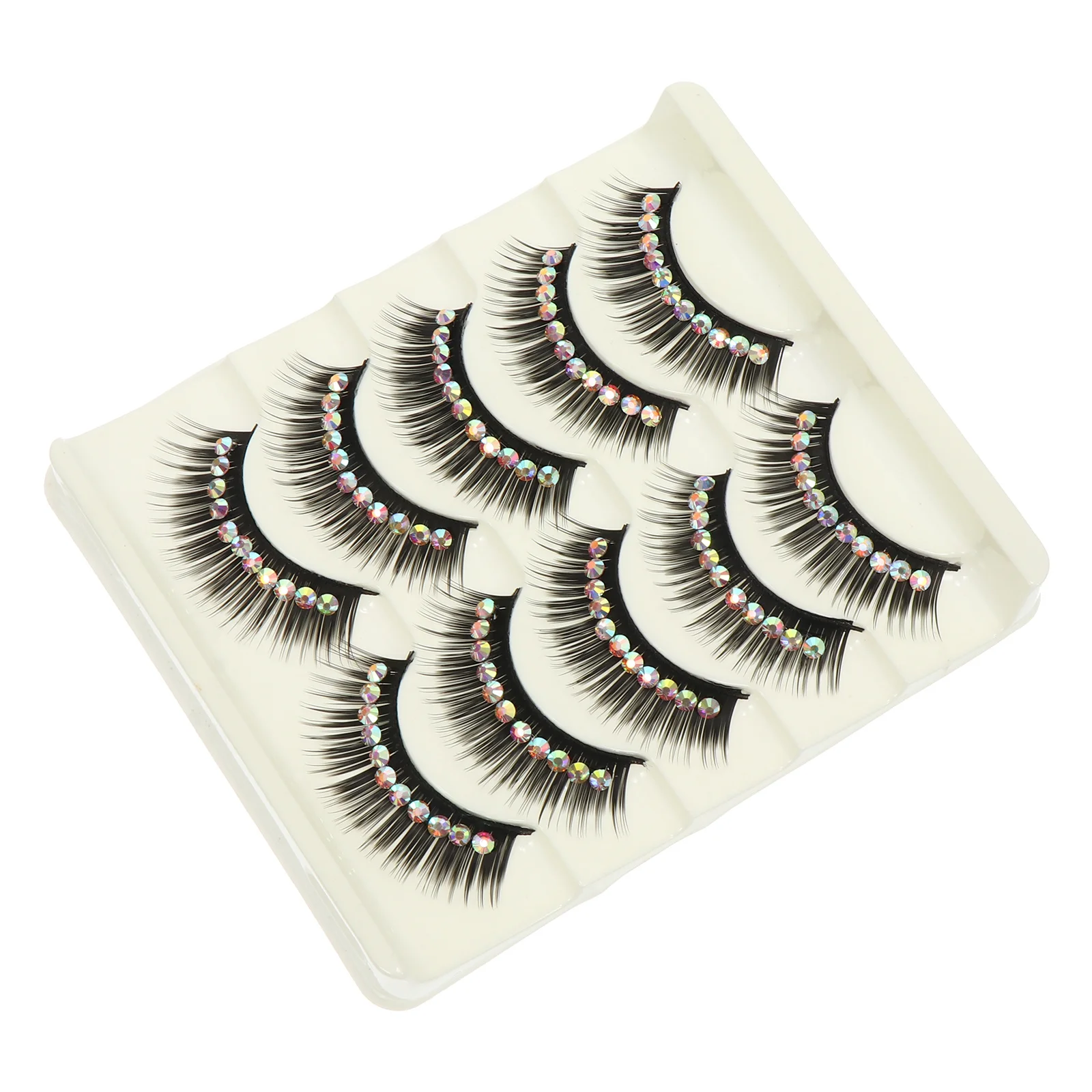 ขนตาปลอม 5 คู่ พร้อมเพชร ขนตาหนาแน่นพิเศษ สำหรับถ่ายภาพ แฟชั่นโชว์ ให้ลุคตาโดดเด่น ดูเป็นธรรมชาติ