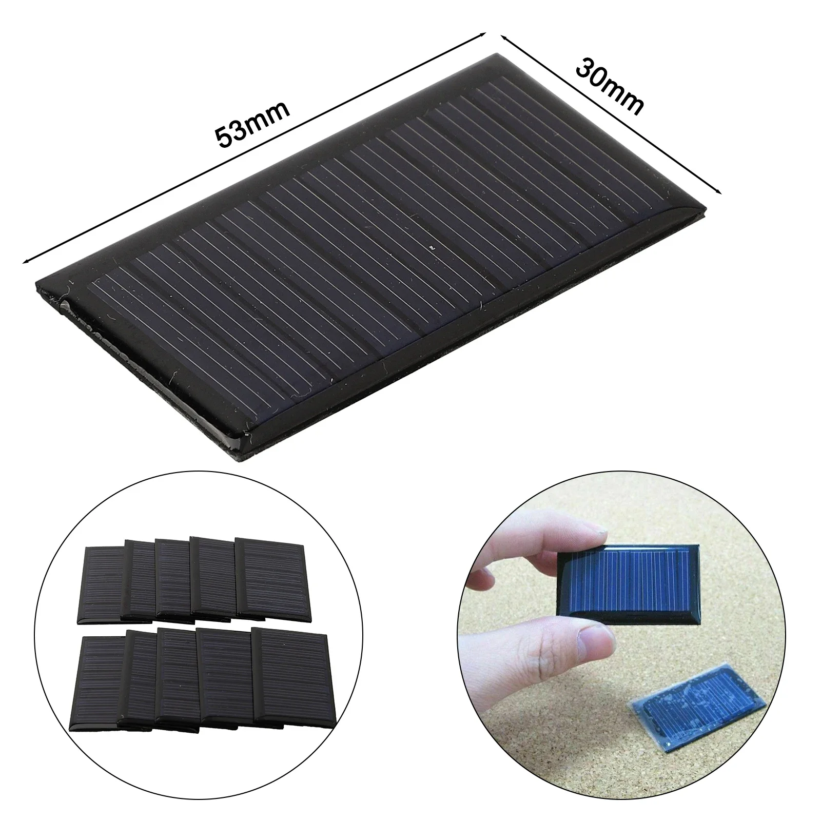 10 PC ขนาดเล็กแผงเซลล์แสงอาทิตย์ 5V 30mA 53X30 มม.ไฟสนามหญ้าเดี่ยว Polycrystalline แผงพลังงานแสงอาทิตย์อุปกรณ์เสริมอิเล็กทรอนิกส์