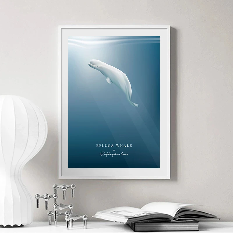 Nordic Whale Poster Sperm Whale Blue Whale Humpback Whale Orca Beluga Whale Canvas Painting Wall Prints Picture Room Home Decor