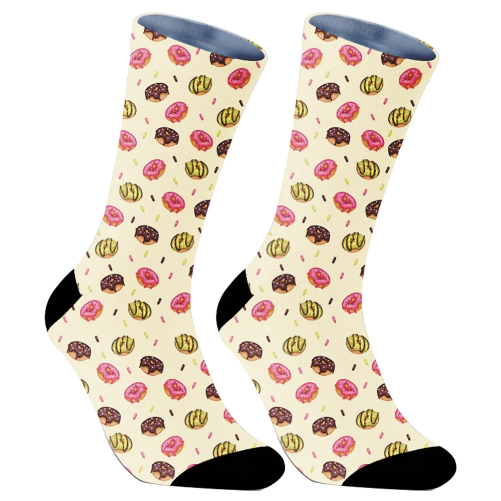 2024 New Cute socks painting food colorful skateboard middle tube socks Print socks