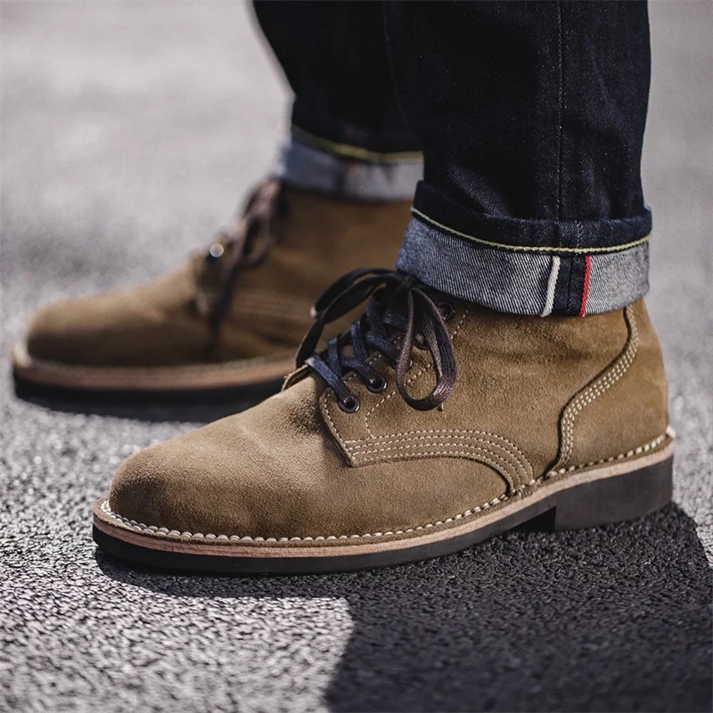 마덴 남성 빈티지 M43 스플릿 스웨이드 컴뱃 부츠 하이탑 데저트 부츠 라운드 토 워크 부츠 아웃도어 가을 겨울 신발