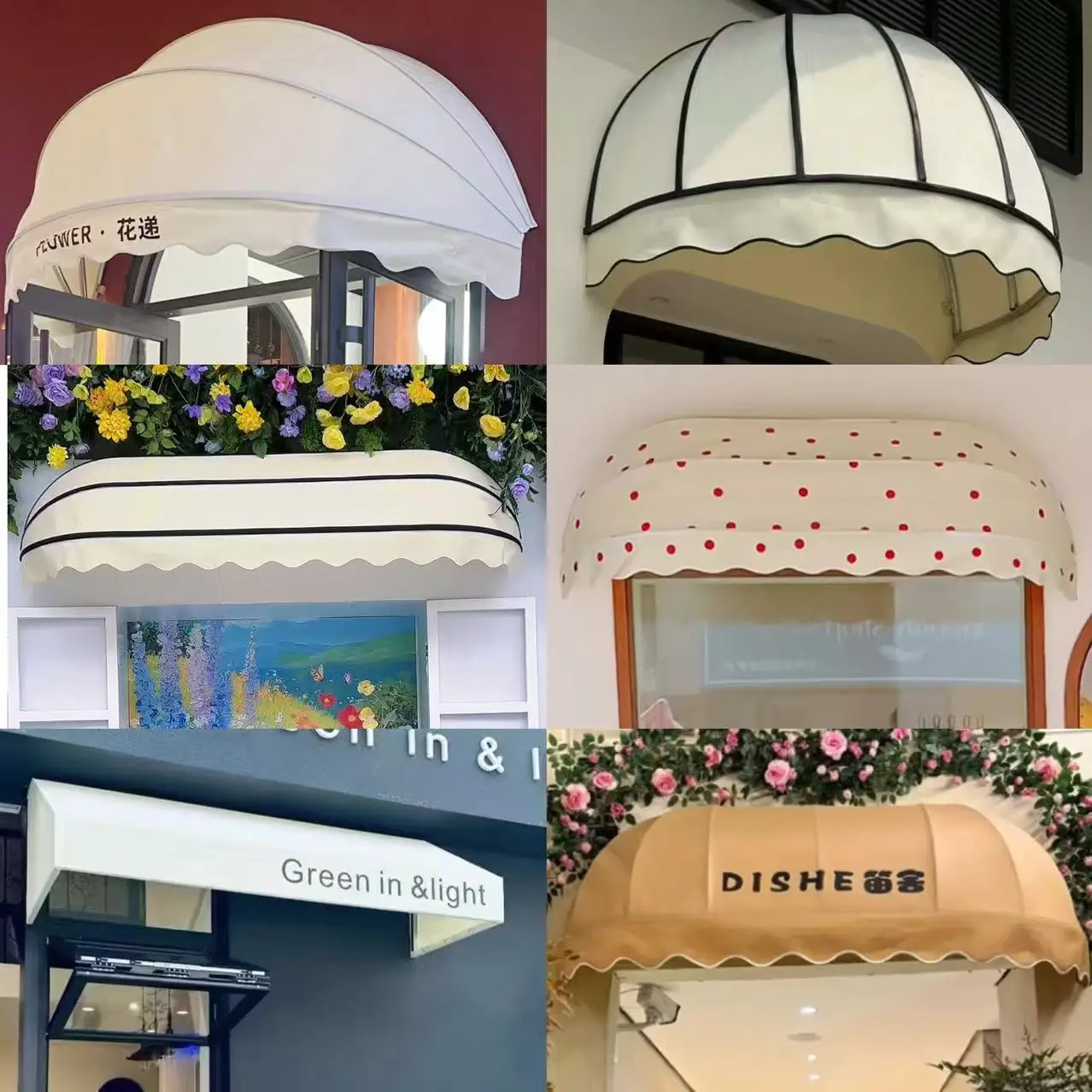 Curved canopy door head decoration fixed trapezoidal awning shop folding semi-circular watermelon canopy window canopy
