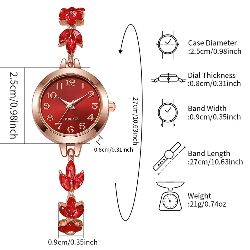 For Girls Women Elegant Luxury Rhinestone Clover Bracelet Watch Arabic Numeral Dial Fashion Ladies Quartz Watch Gift