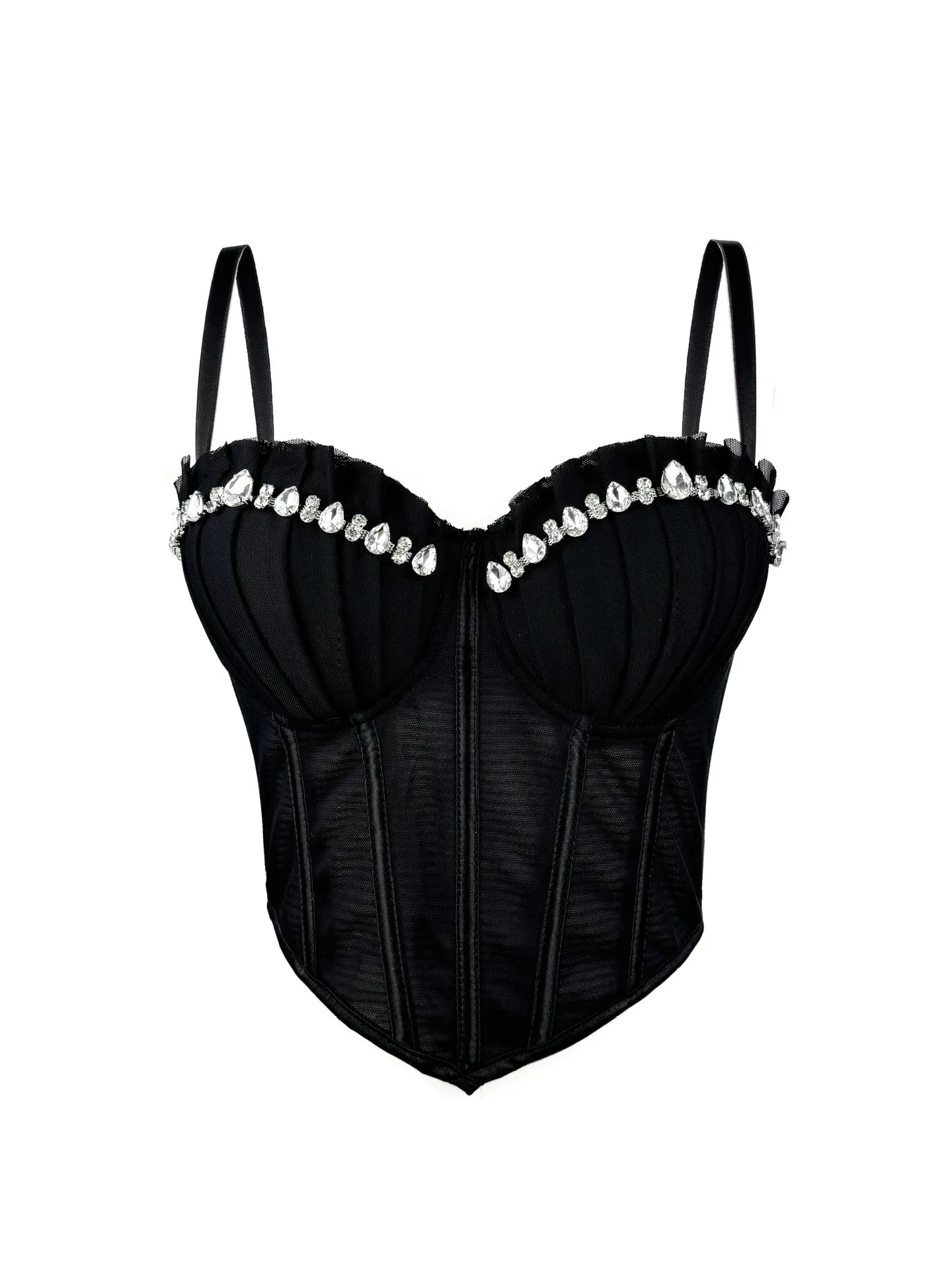 French pleated diamond high-end camisole, prom party corset, elegant and fashionable women's corset