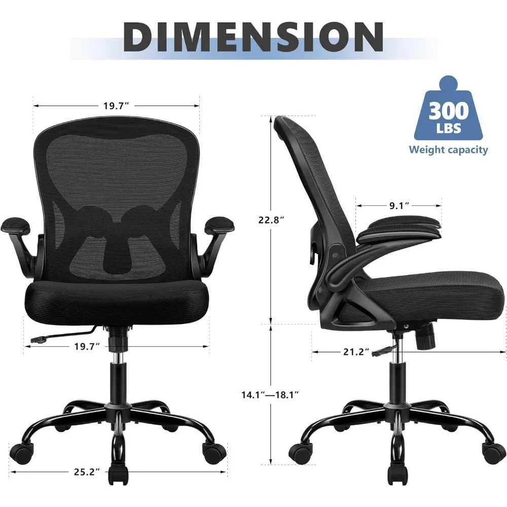 Bürostuhl Schreibtischs tuhl, ergonomischer Netz computers tuhl Home-Office-Schreibtischs tühle, drehbarer Arbeits stuhl mit mittlerer Rückenlehne, atmungsaktives Rollen