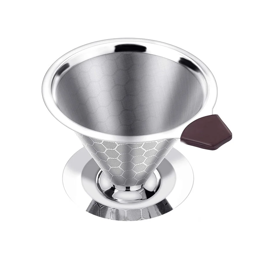 

Double-Layer Coffee Filter , 304 Stainless Steel Material, Pour-Over Funnel Dripper Brewer Coffee Filter Mesh Paperless Design