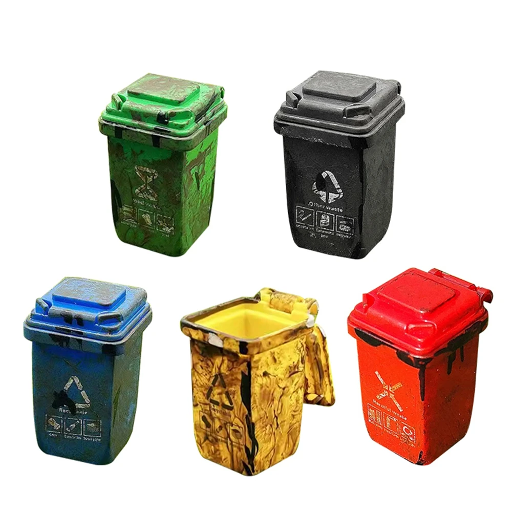 모형 철도 건물 미니어처용 쓰레기통 5개/가방, 맞춤형 웨더링 디오라마 액세서리, 미니어처 쓰레기통 세트