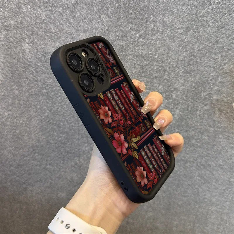 Case for Xiaomi Redmi Note 14 13 12 11 Pro Plus 12S 11S 10S 10 Redmi 13C 12C 14C 4G Flowery Bookshelf Painting Soft Phone Cover