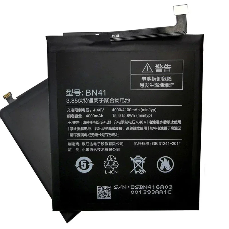 Original For Xiaomi Redmi Note 4 Battery BN41 4100mAh For Hongmi Note 4 / Redmi Note 4X MTK Helio X20 High Quality Battery