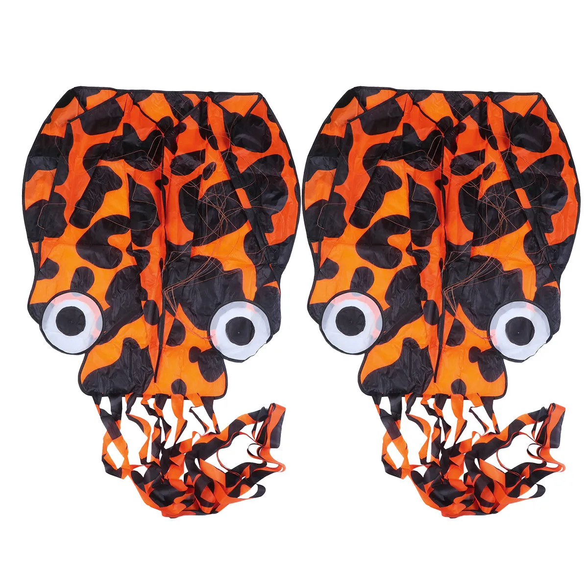 2 Stück Orange Easy Flyer Drachen für Kinder, Langschwanz-Drachen, Rahmenlose Oktopus-Drachen, Gutes Spielzeug ohne Flugleine für Strand, Park, Garten