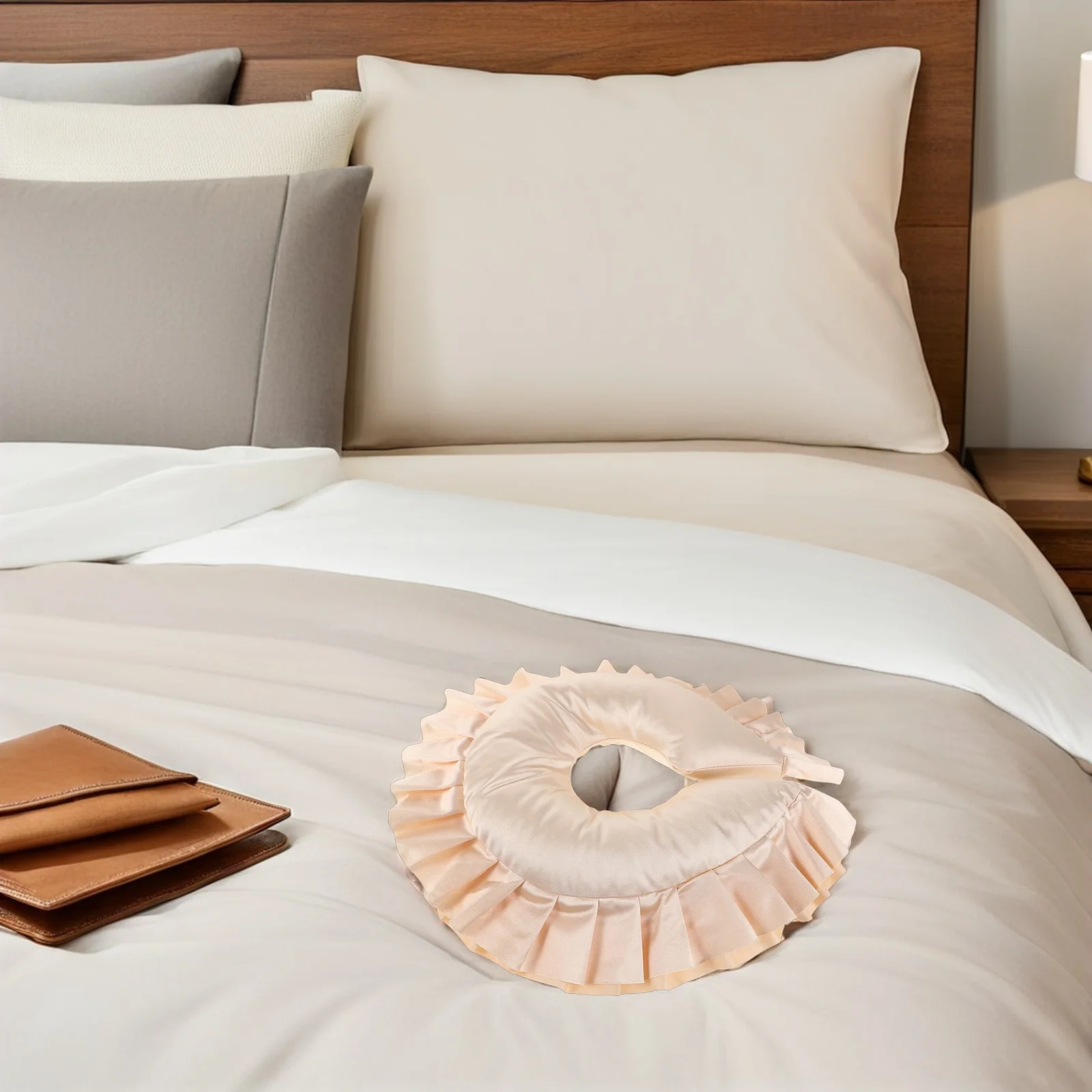 

Beauty Salon Ice Silk Prone Face Pillow U Shaped Neck Support Cushion Removable Cover Massage Bed Facial Table Pillow