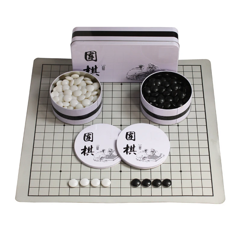 Boîte en fer jeu explorez ecs Go Game, échiquier en PU, ancien jeu chinois de Go Weiqi, cadeau jouet, 19 routes, 361 pièces/ensemble, diamètre 2.2cm