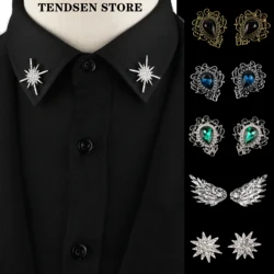 Fashion Brooch For Men Suit Shirt Collar Crystal Dripping Wings Stars Lapel Pin Wedding Bridegroom Gift Accessories