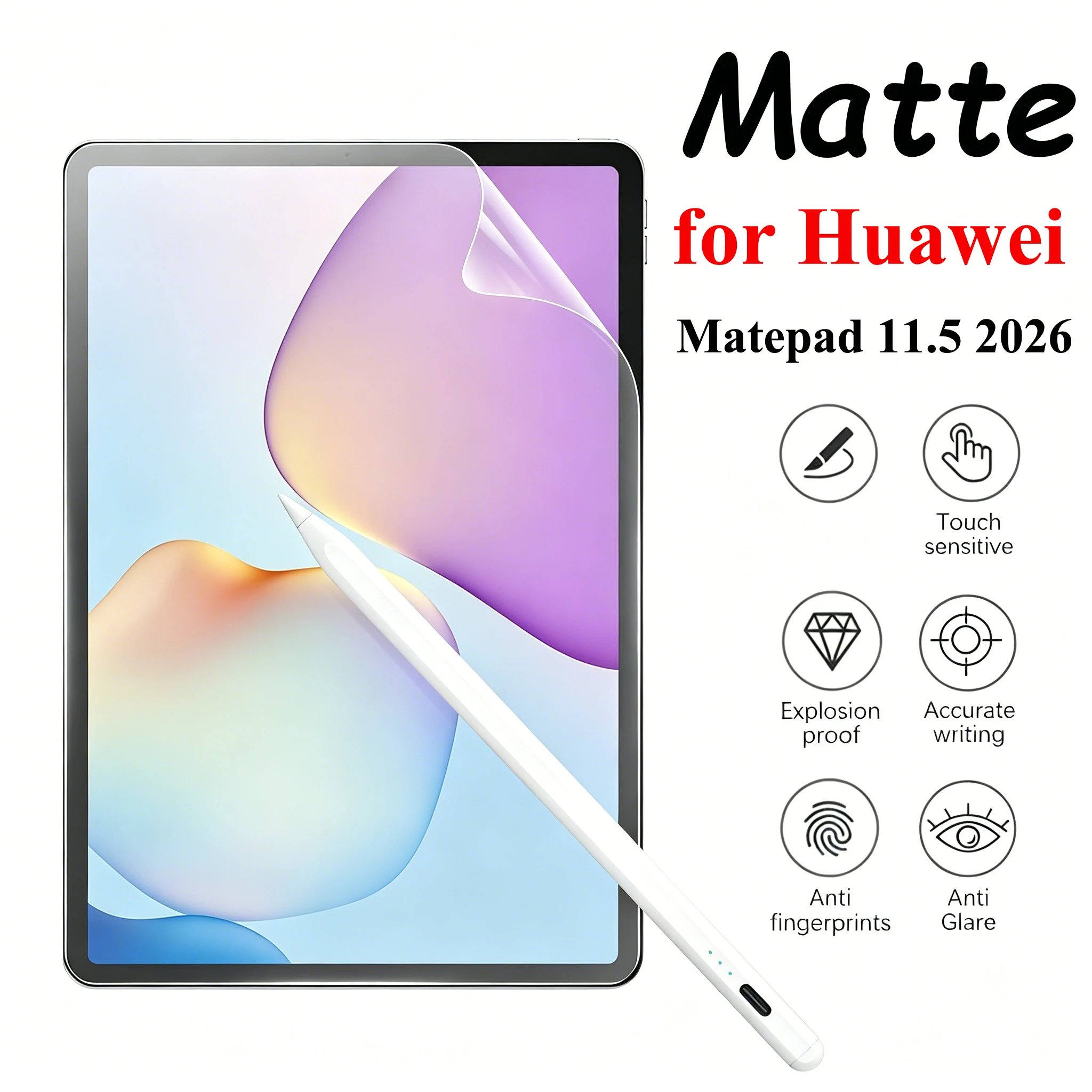 Película Protetora de Tela Fosca Tipo Papel para Huawei Matepad 11.5 2026 11.5 S 12 X SE 11 Polegadas Mini Pro 13.2 Não é Vidro Temperado
